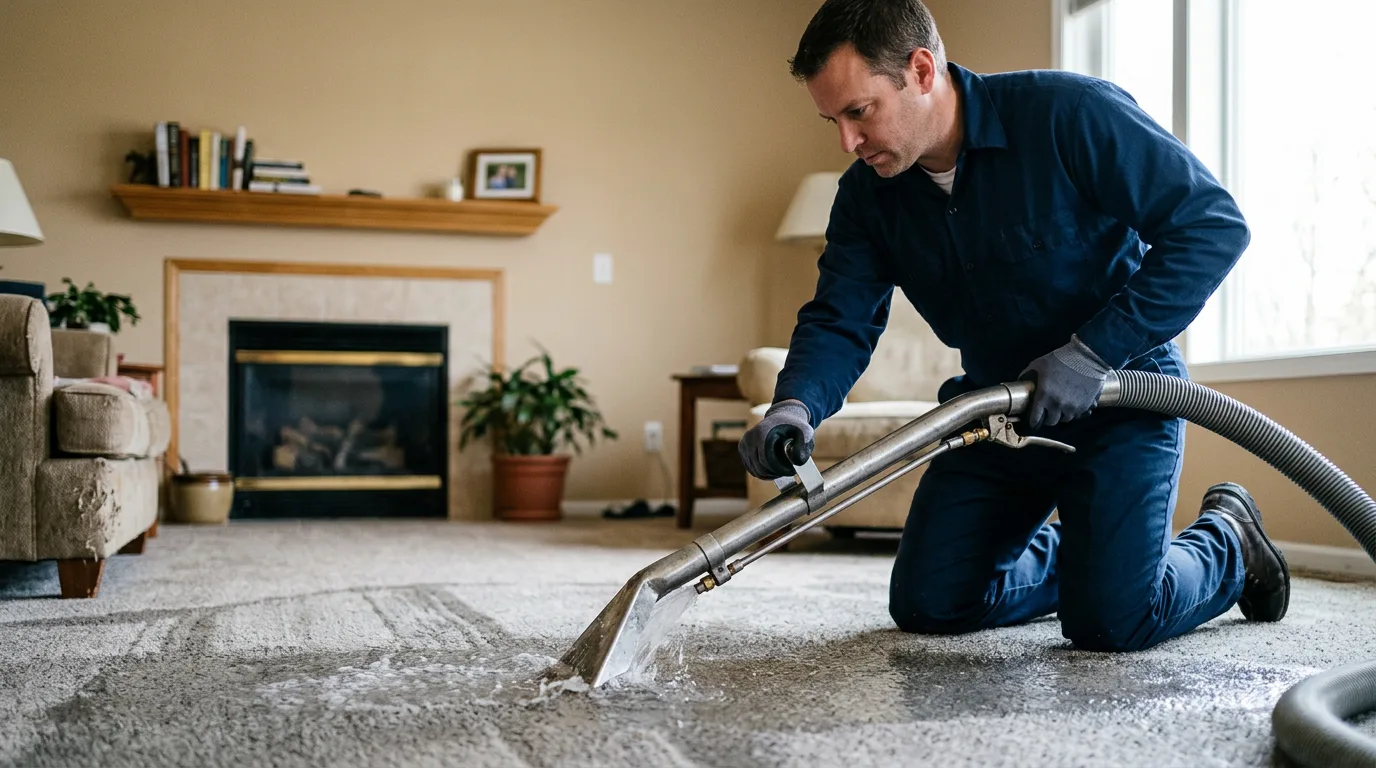 Water damage restoration technician working near Georgiana, AL